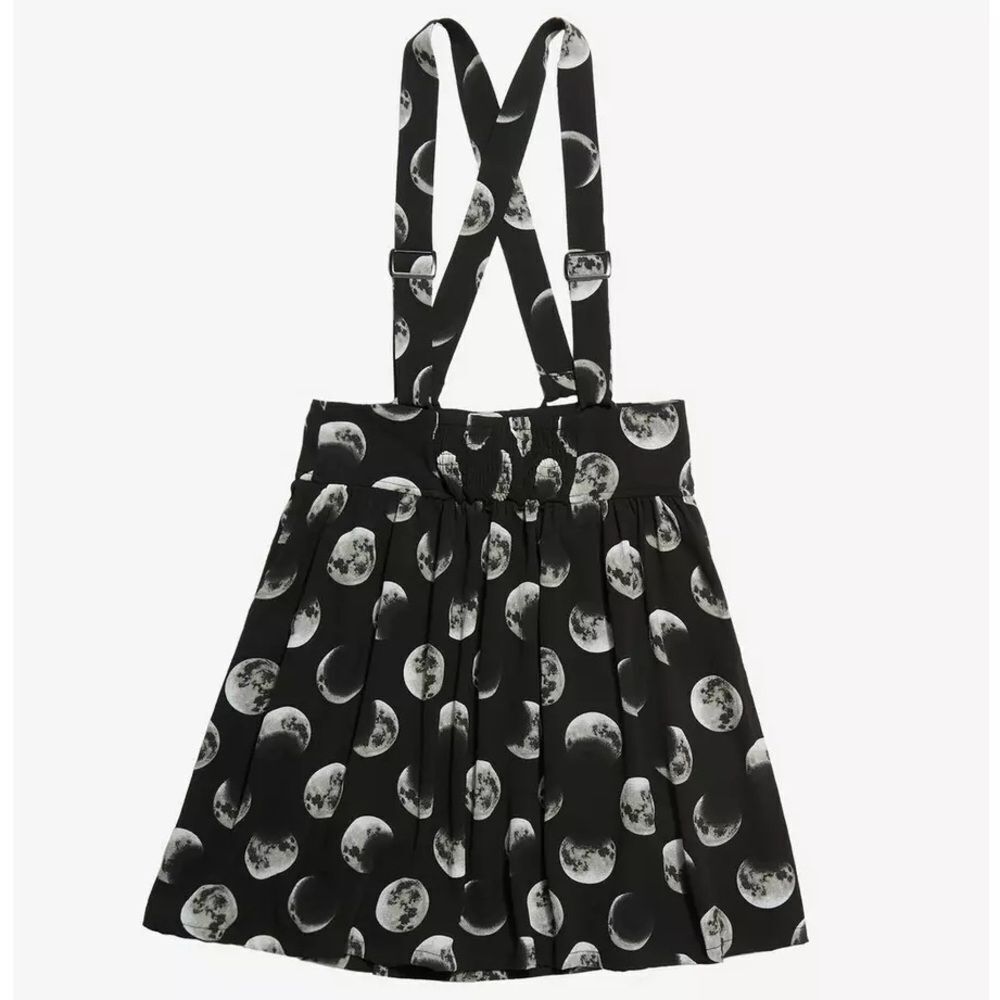Hot Topic Moon Phase Suspender Skirt Button Front Black Gray XL